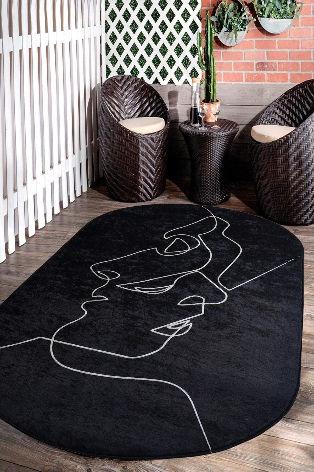 Covor, CLR-0000659-004, 120x250 cm, Poliester, Negru