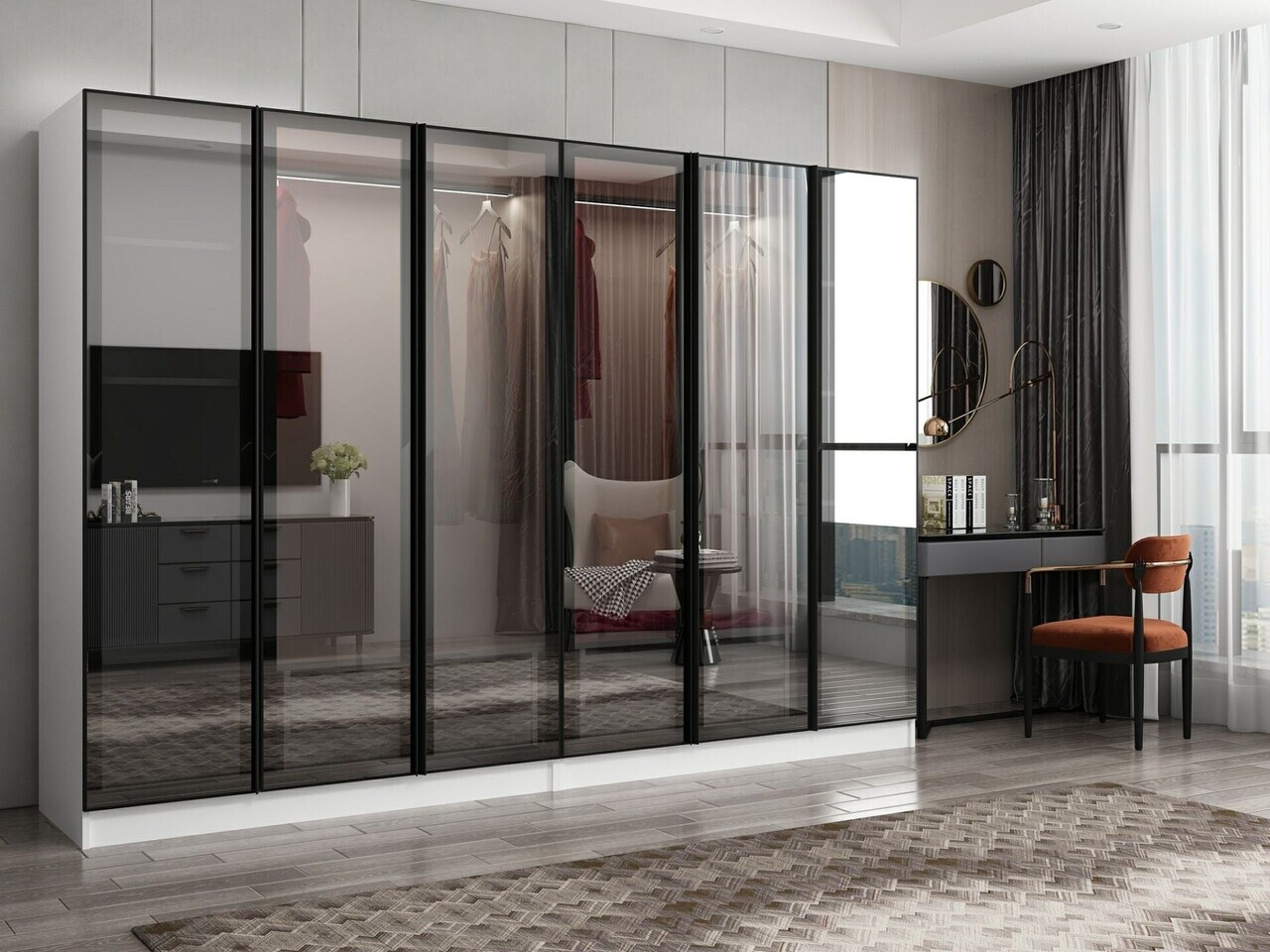 Dulap pentru haine, Hanah Home, Nisa, 270x210x52 cm, Alb — imaginea 2