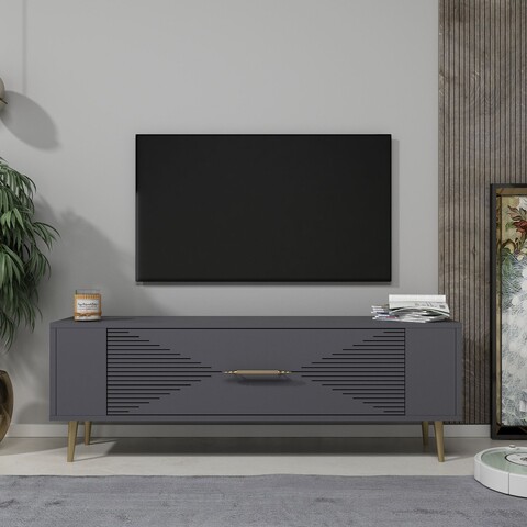 Comoda TV, Olivia, Retrol1, Antracit / Aur