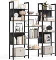 Biblioteca Ebony, Vasagle, 158x24x166 cm, PAL/otel, max 140 kg, negru
