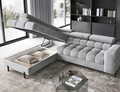 Coltar extensibil stanga 5 locuri ELTAP, LT-05PA, Ferucce, 276x200x93 cm, lemn/poliester, gri deschis