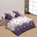 Lenjerie de pat pentru o persoana Dantel, Majoli Home Collection, 3 piese, 160x240 cm, 100% bumbac ranforce, alb/mov