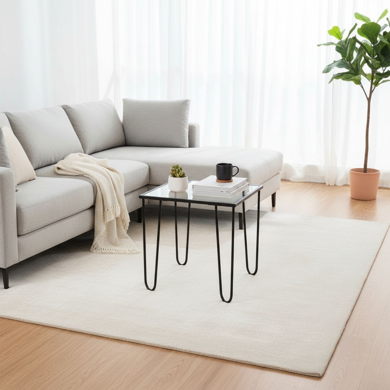 Masuta de cafea, Hanah Home, Shb-032, 53x55x53 cm, Negru/Transparent - view 2