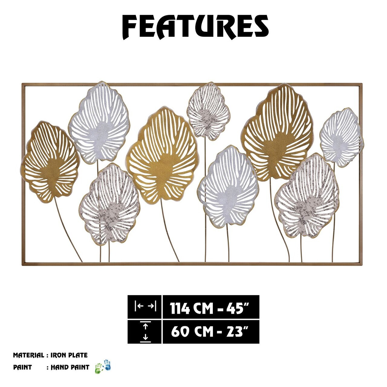 Decoratiune de perete, Melo, Metal, Grosime: 0,6 mm, Multicolor — imaginea 8