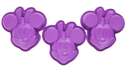 Forme de copt din silicon 3 piese minnie, disney, 11x11x2.5 cm, silicon, violet