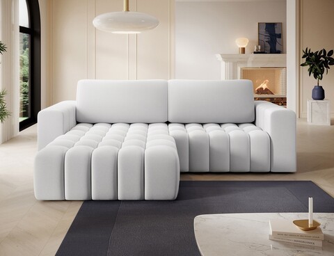 Coltar extensibil stanga 4 locuri ELTAP, Bon-49, Bonett, 250x175x92 cm, lemn/poliester, gri deschis