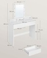 Masa de toaleta cu  oglinda cu LED-uri ajustabile / masuta dressing, Vasagle, 100x40x145 cm, PAL, alb