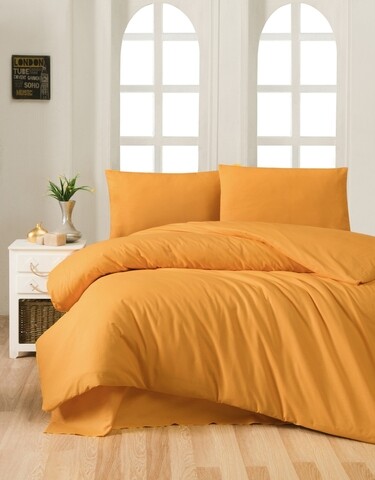 Lenjerie de pat dubla King (EU) Mustard, Beverly Hills Polo Club, 3 piese, 260×220 cm, bumbac ranforce, galben Lenjerii de Pat