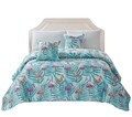 Cuvertura Flamingo, Fashion Goods, 200x220 cm, microfibra, albastru deschis/roz