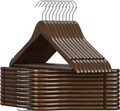 Set 20 de umerase din lemn masiv de artar Songmics, 44.5x1.2x23 cm, max 5 kg, maro inchis