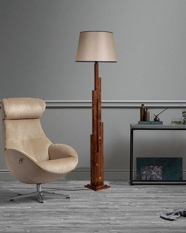 Lampadar, Luin, 8301-6, E27, 60 W, lemn/textil 8301-6