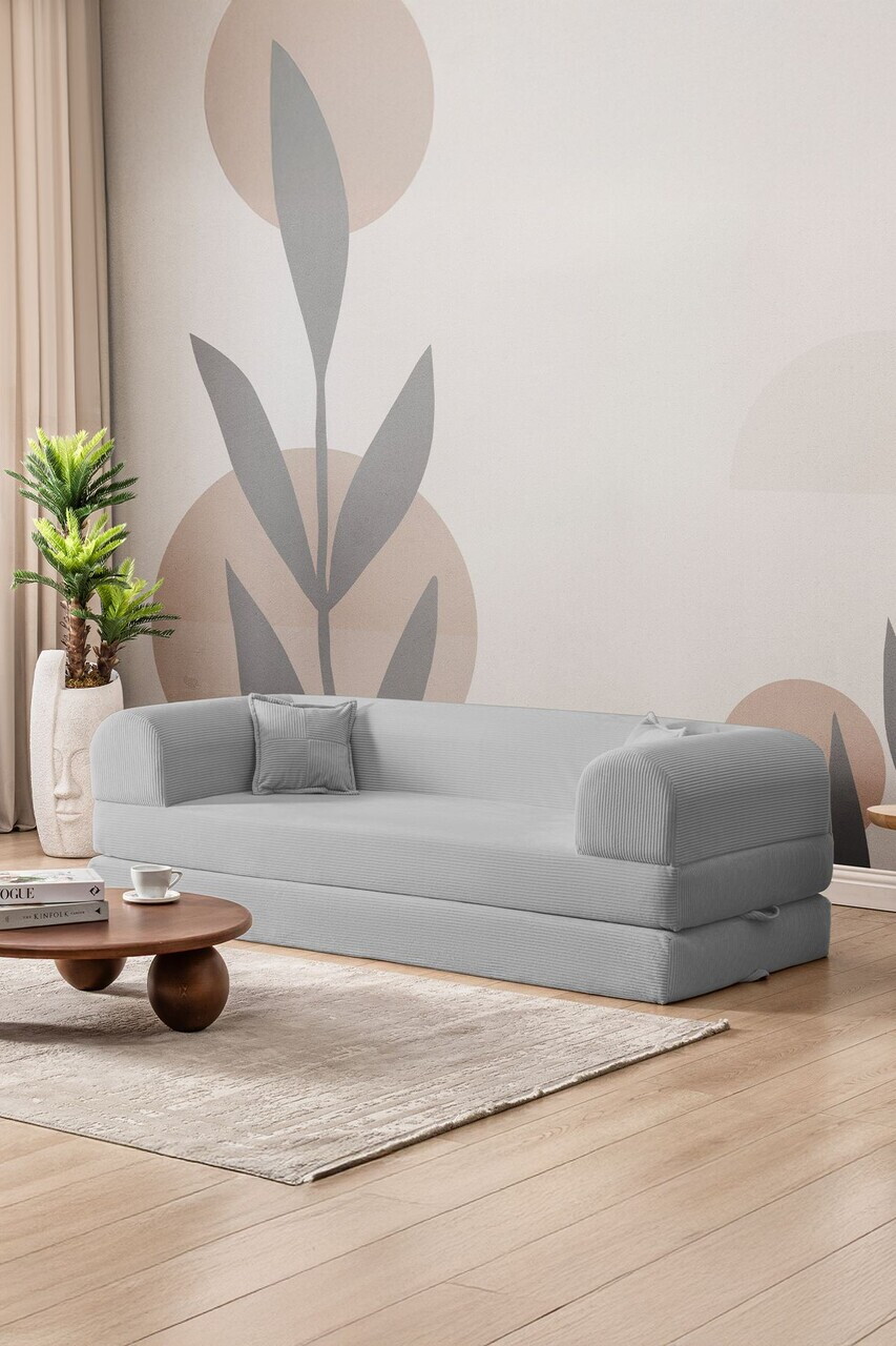 Canapea extensibila 3 locuri, Atelier del Sofa, 118FVL1305, Tesatura plus reiata, Gri deschis