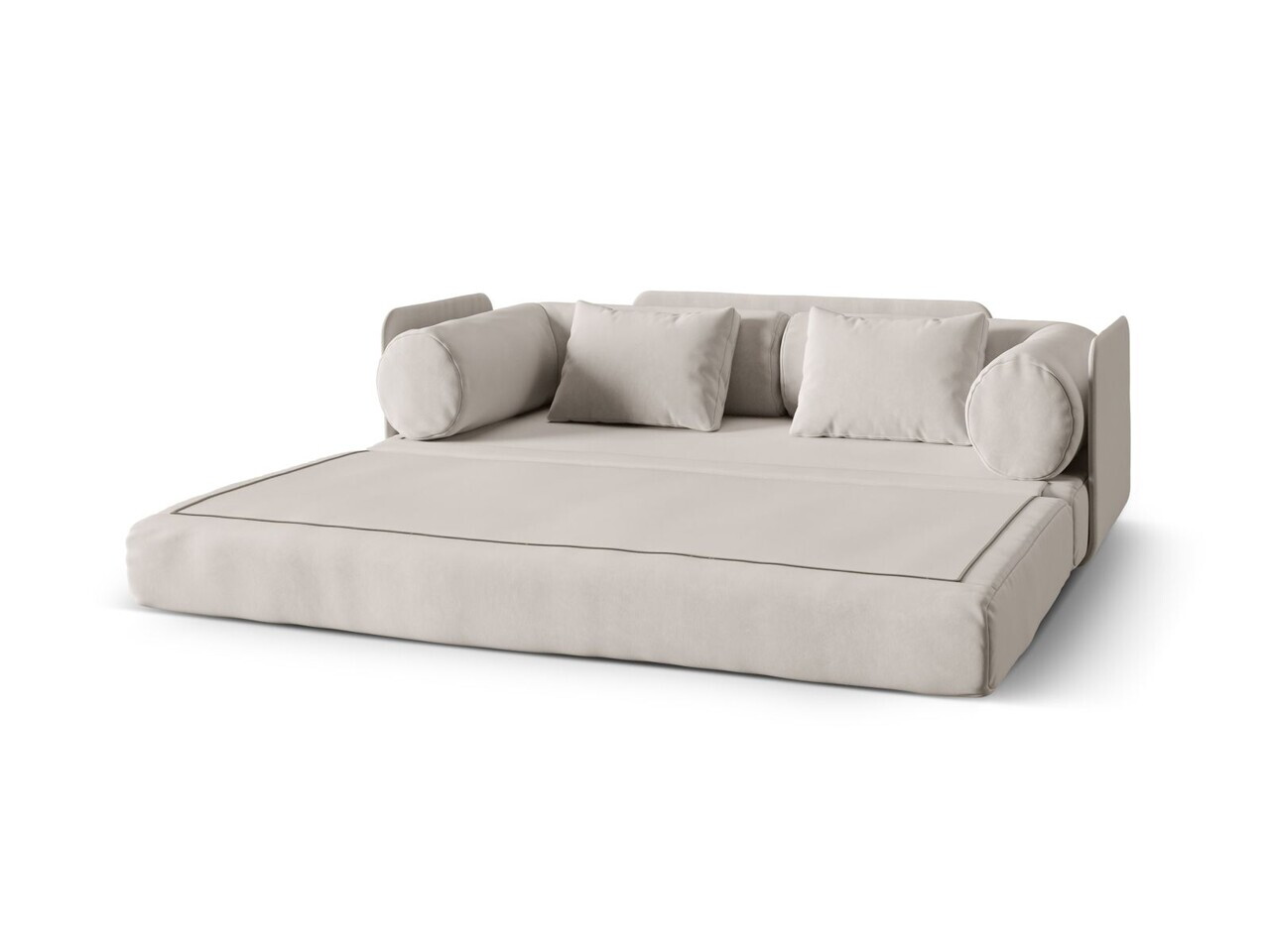 Canapea extensibila 3 locuri, Dreamy, Micadoni Home, 206x95x70 cm, catifea, bej — imaginea 4