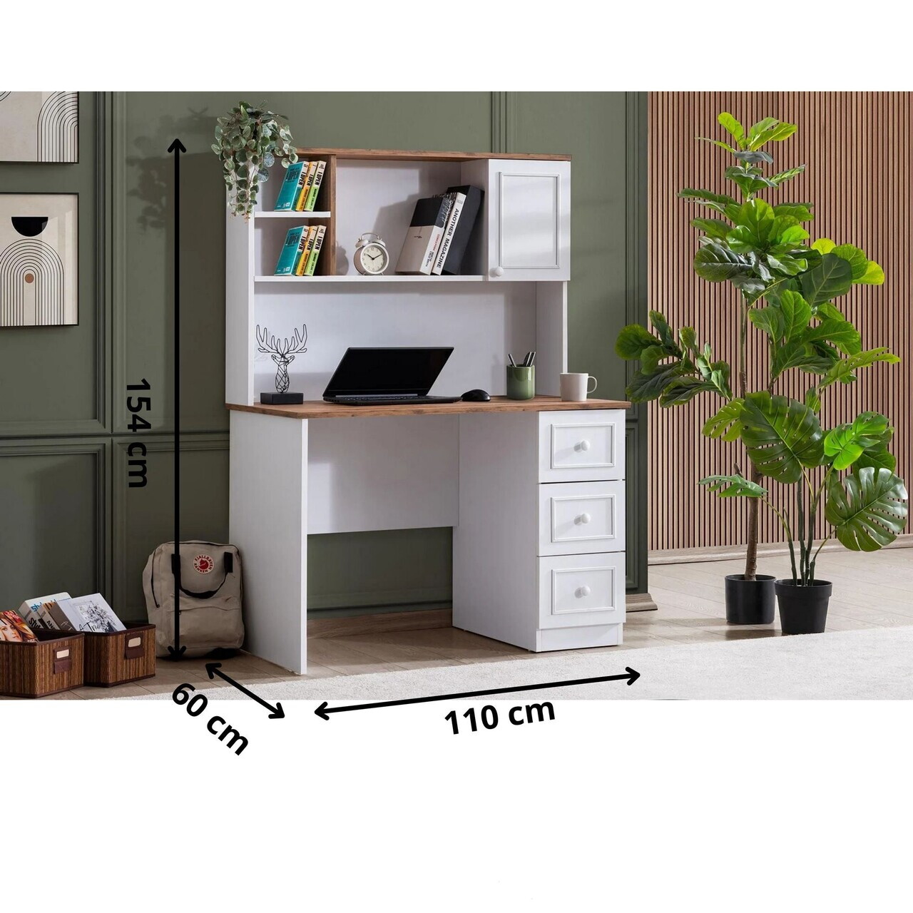 Birou, Hanah Home, Beta, 110x154x60 cm, PAL, Alb - view 4
