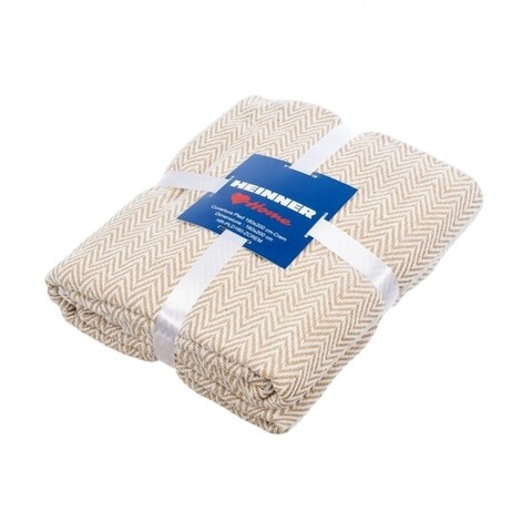 Cuvertura Pled, Heinner, 160x200 cm, 75% bumbac si 25% poliester, crem