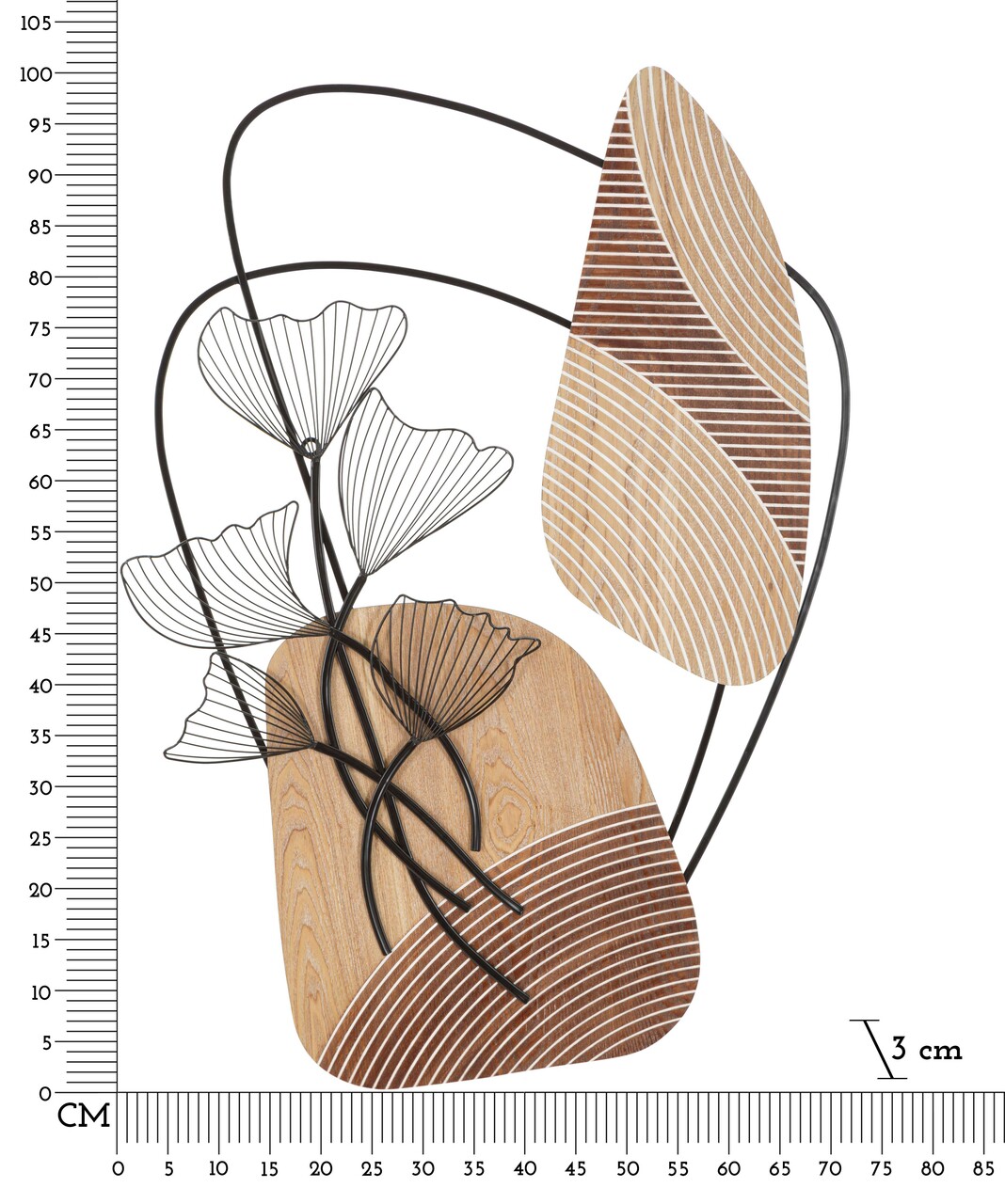 Decoratiune de perete Tali, Mauro Ferretti, 70x100 cm, fier/MDF, negru/maro - 1 | YEO