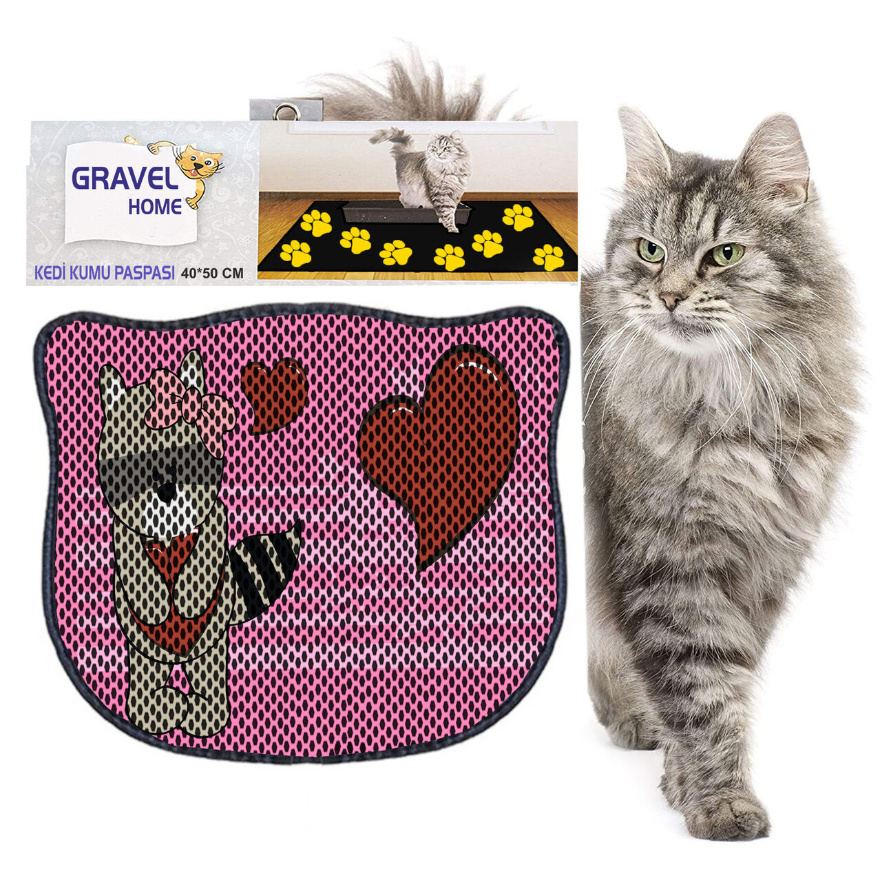 Covoras litiera pentru colectarea granulelor de nisip, Paws &amp; Whiskers, Kdkafa0027, 50% PVC/50% poliester, Multicolor - view 2