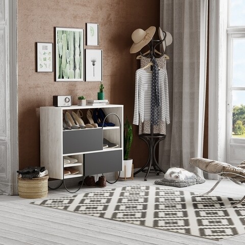 Pantofar norfolk, decortie, 97x35x94.5 cm, pal melaminat, alb/antracit