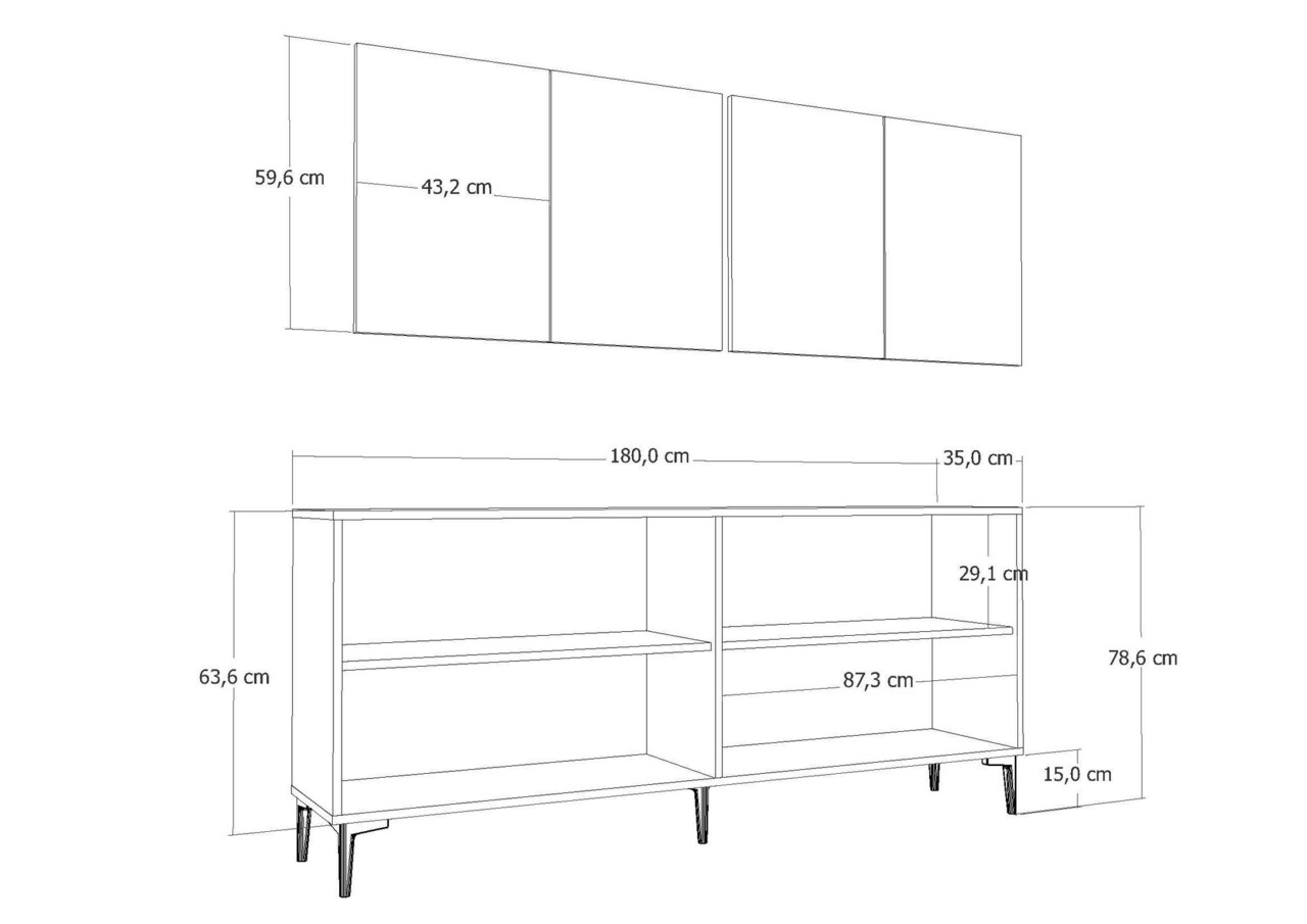 Consola, Hanah Home, Simge, 180x78.6x35 cm, PAL , Alb/Auriu