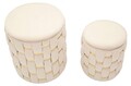 Set 2 taburete cu spatiu depozitare Shanty, Mauro Ferretti, 37x42 cm, 28x35 cm, fier/MDf/poliester, crem/auriu