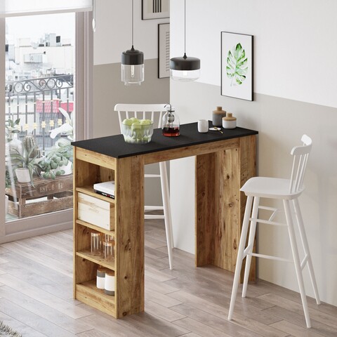 Masa pentru bar, locelso, st1 - la, 120 x 101.8 x 51.6 cm, pal melaminat, pin/negru