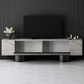 Comoda TV, Bexley, Bohem, Travertin / Negru