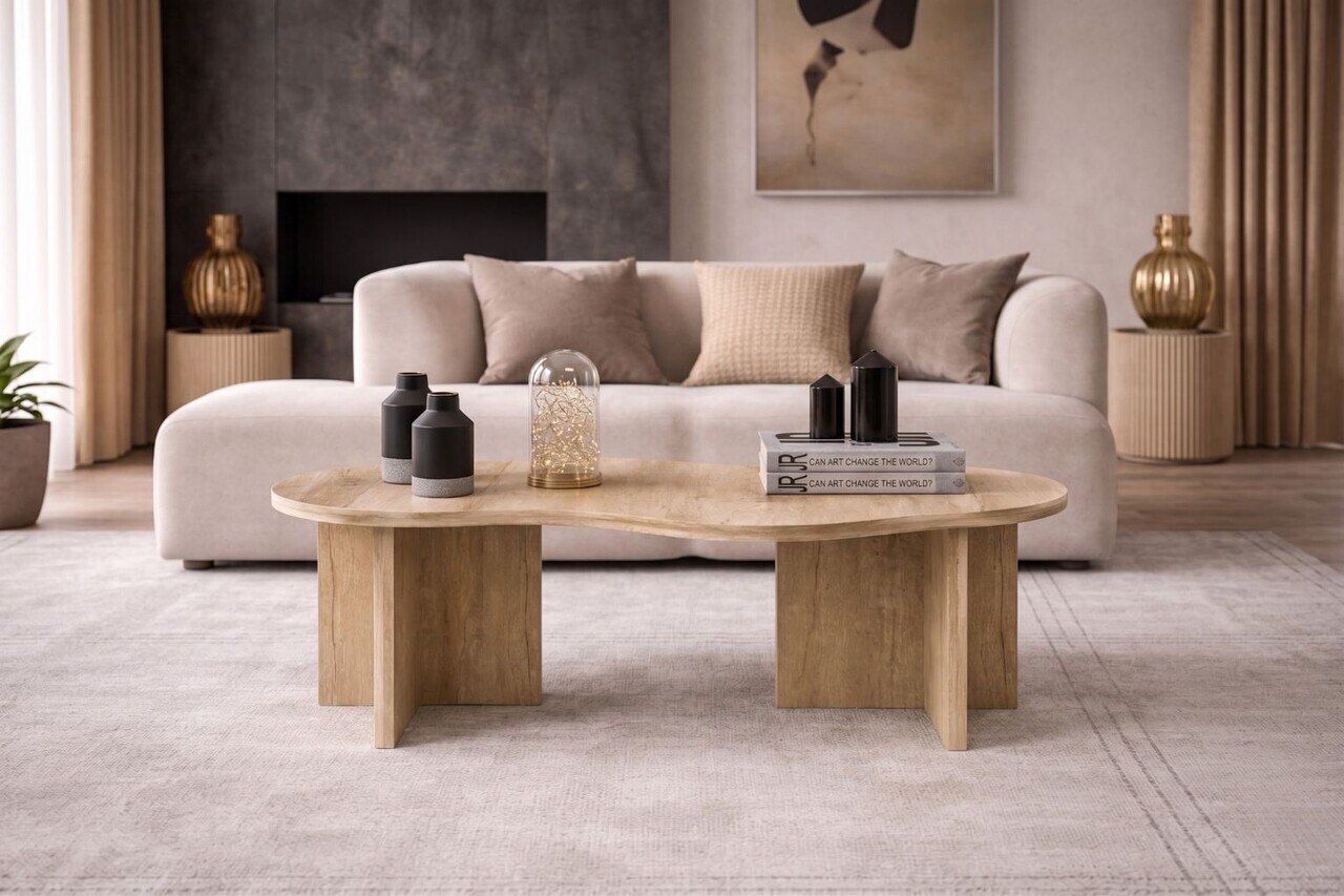 Masuta de cafea, Hanah Home, Messina, 120x41.8x55 cm, PAL MELAMINAT, Maro — imaginea 2