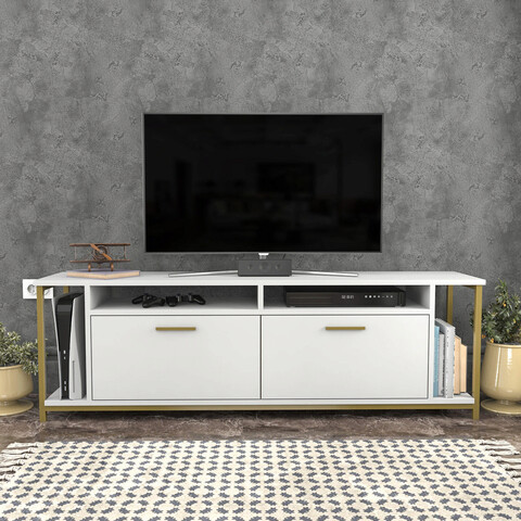 Comoda tv, retricy, omar, 160x35x50.8 cm, pal, aur alb