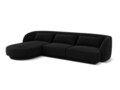 Coltar stanga 4 locuri, Tulum, Cosmopolitan Design, 255x156x70 cm, catifea, negru