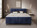 Pat continental tapitat cu lada depozitare, 140x200 cm, ELTAP, Cortiko, lemn/poliester, albastru