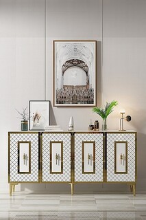 150x75x32 cm, Alb;Auriu