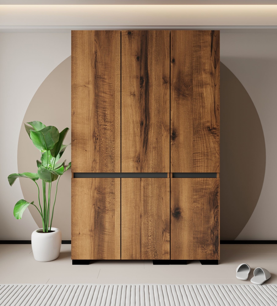 Dulap pentru haine, Hanah Home, Floransa 135, 135x210x52 cm, PAL, Nuc / Antracit