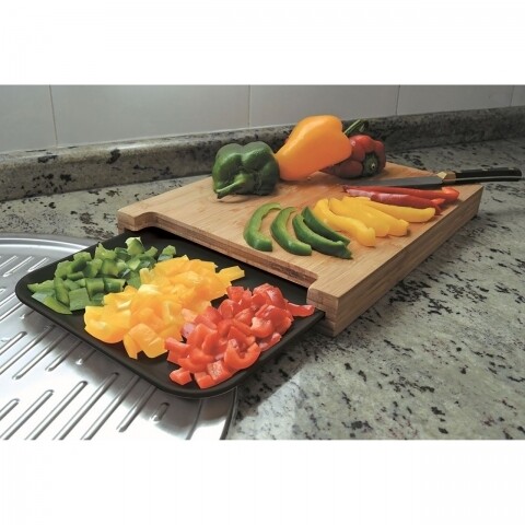 Set tocator si tava, Jocca, 36 x 27.5 x 4 cm, bambus/plastic, natur/negru