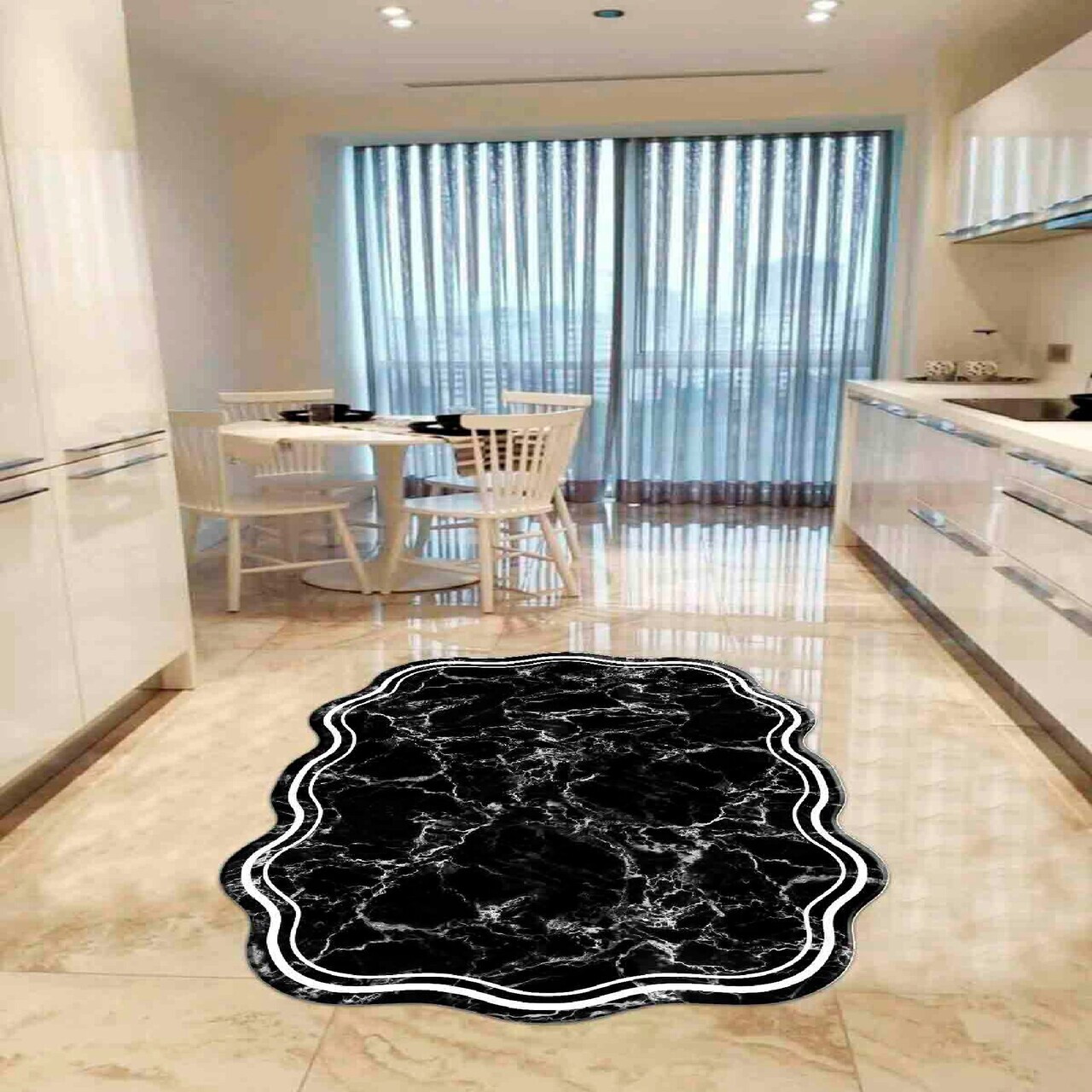 Covor Wookece290 160x230 cm Poliester Alb/Negru