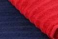 Set 2 prosoape de baie 406, Beverly Hills Polo Club, 70x140 cm, bumbac, rosu/albastru inchis