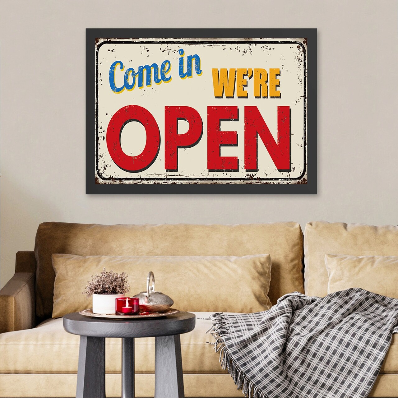Tablou decorativ We're Open 2 (35 x 45) Polistiren (Grosime: 2 cm Multicolor