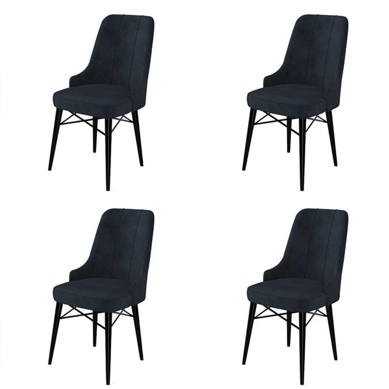 Set de scaune, Charlotte, Pare, Metal, Antracit / Negru
