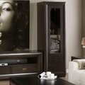 Vitrina cu 1 usa si 2 sertare, Chic, L.60 l.50 H.190, mdf/pal/furnir de mesteacan, wenge