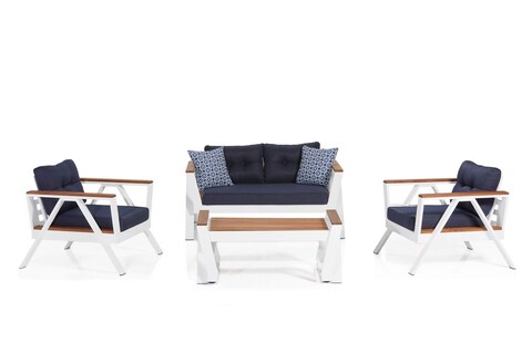Set mobilier de gradina, Clara, Atlas Bahçe Oturma Grubu, Albastru închis/Alb Clara