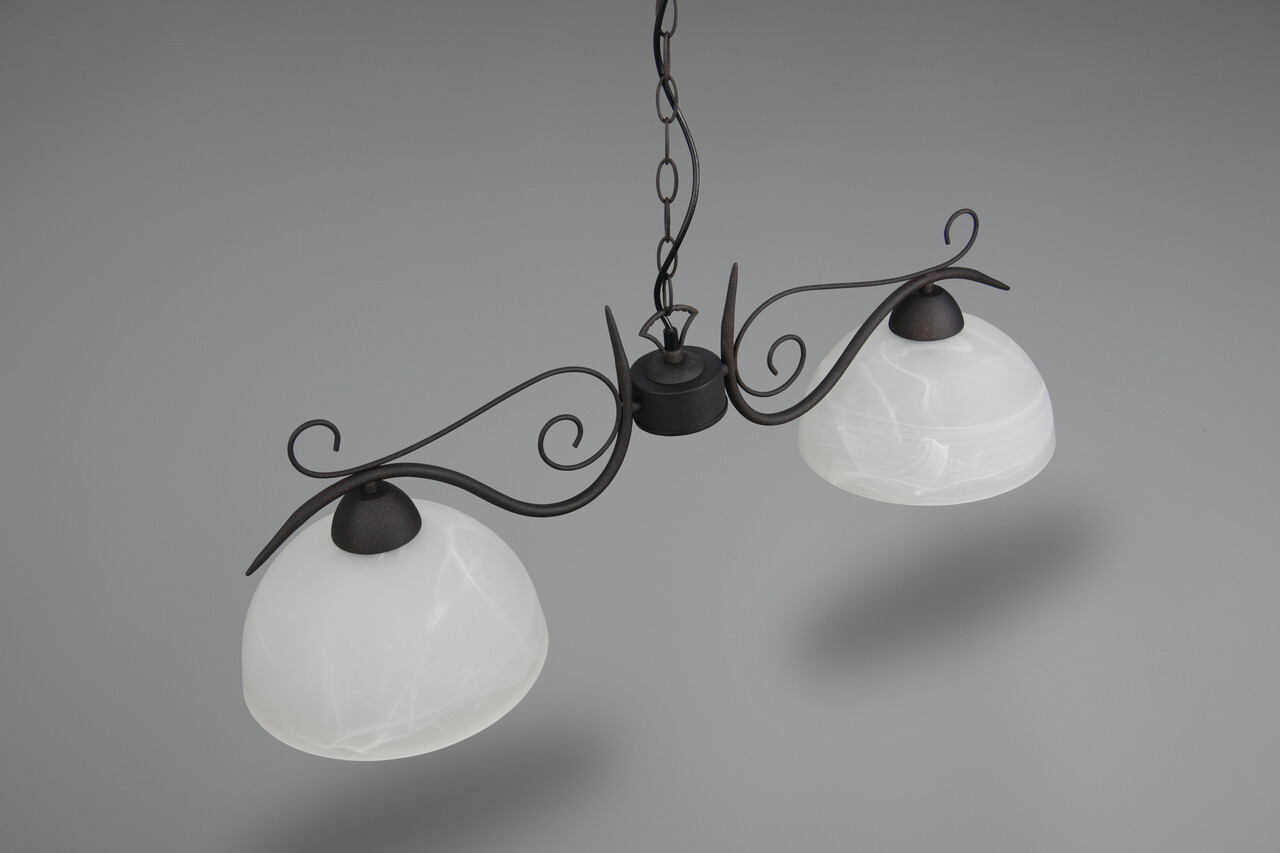 Lustra Country, RL, 82x25x150 cm, 75W, 2x E27, metal, negru/alb