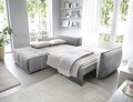 Coltar extensibil stanga 4 locuri ELTAP, LT-03NU, Campo, 265x196x88 cm, lemn/poliester, gri deschis