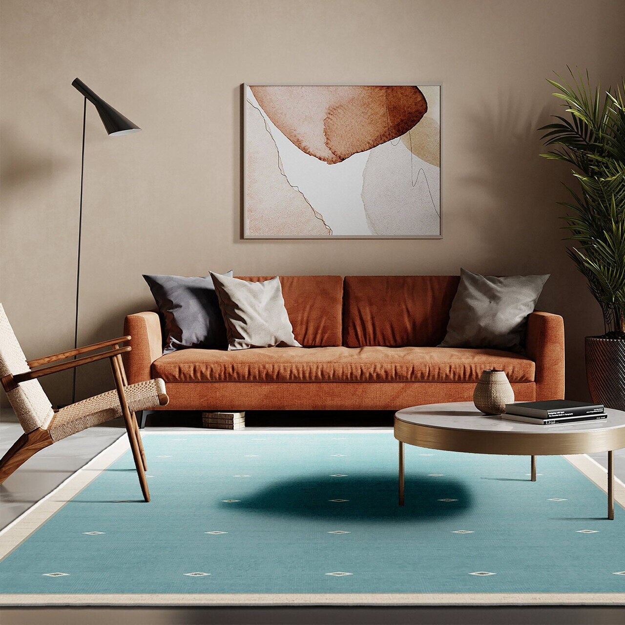 Covor Kece-Fr119 80x300 cm Poliester Albastru