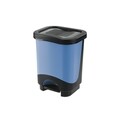 Cos de gunoi Idea cu pedala, plastic, 24 L, negru/albastru