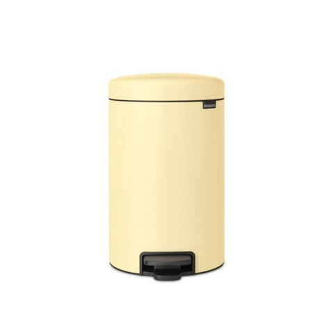 Cos de gunoi cu pedala, Brabantia, NewIcon Mellow Yellow, 12 L, 33.8x25.1x41.1 cm, otel, galben pastel