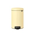 Cos de gunoi cu pedala, Brabantia, NewIcon Mellow Yellow, 12 L, 33.8x25.1x41.1 cm, otel, galben pastel