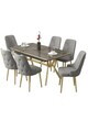 Set masa extensibila si scaune (7 piese), Hanah Home, Nis, Antracit / Auriu / Gri