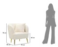 Fotoliu cu perna decorativa Soffy, Mauro Ferretti, 73x66x78 cm, lemn de pin/piele ecologica, alb/auriu