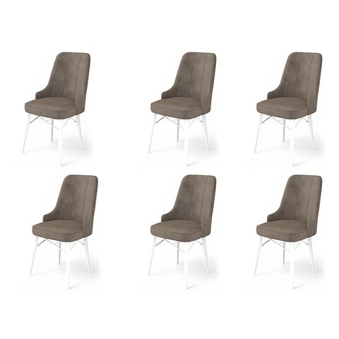 Set de scaune, Charlotte, Pare, Metal, Cappuccino / Alb