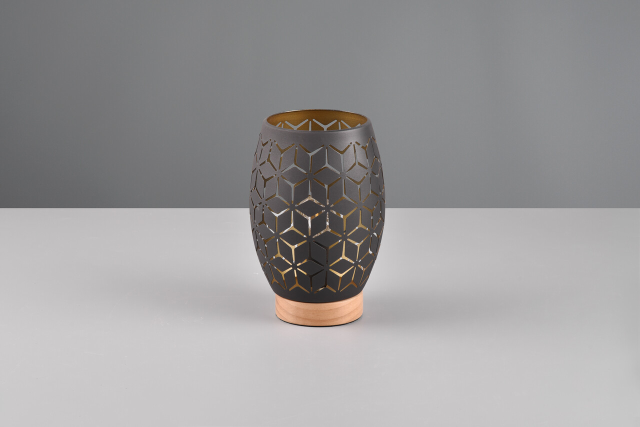 Lampa de masa Bidar, RL, 15x21.5 cm, 28W, 1x E27, metal, negru/natur