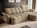 Coltar extensibil dreapta 3 locuri ELTAP, Beneth, 301x185x115 cm, lemn/poliester, bej inchis